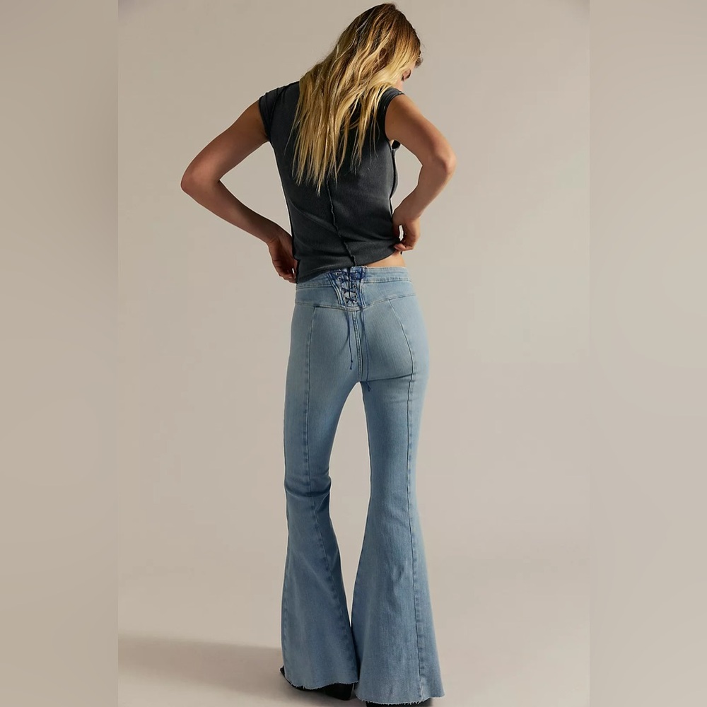 Free People Light Blue High-Rise Flare Jeans